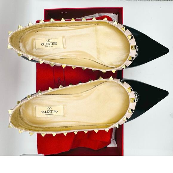 Valentino Garavani Black Patent Rockstud Ballet Flats size 38 - Picture 3 of 13